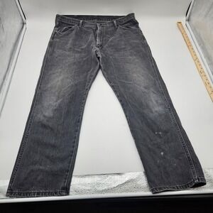 Rustler Mens Straight Leg Jeans 40x30 Faded Black Denim Workwear 87619CB